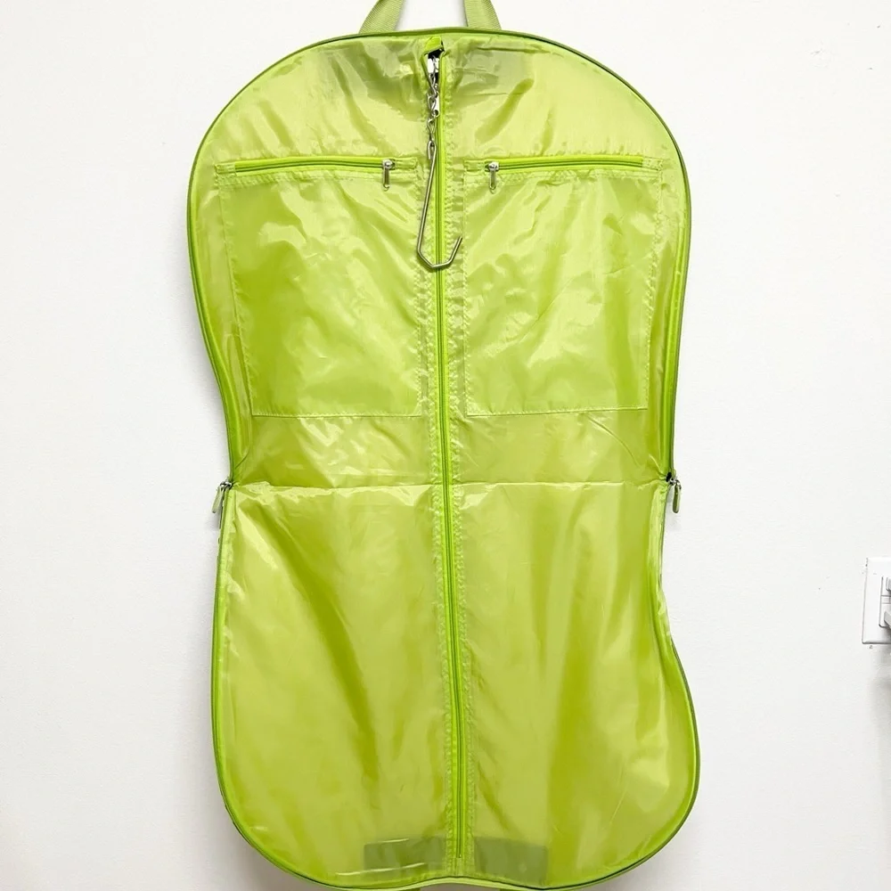Trendy Boutique Stylish Black White Lime Green Giraffe Print Travel Garment Bag